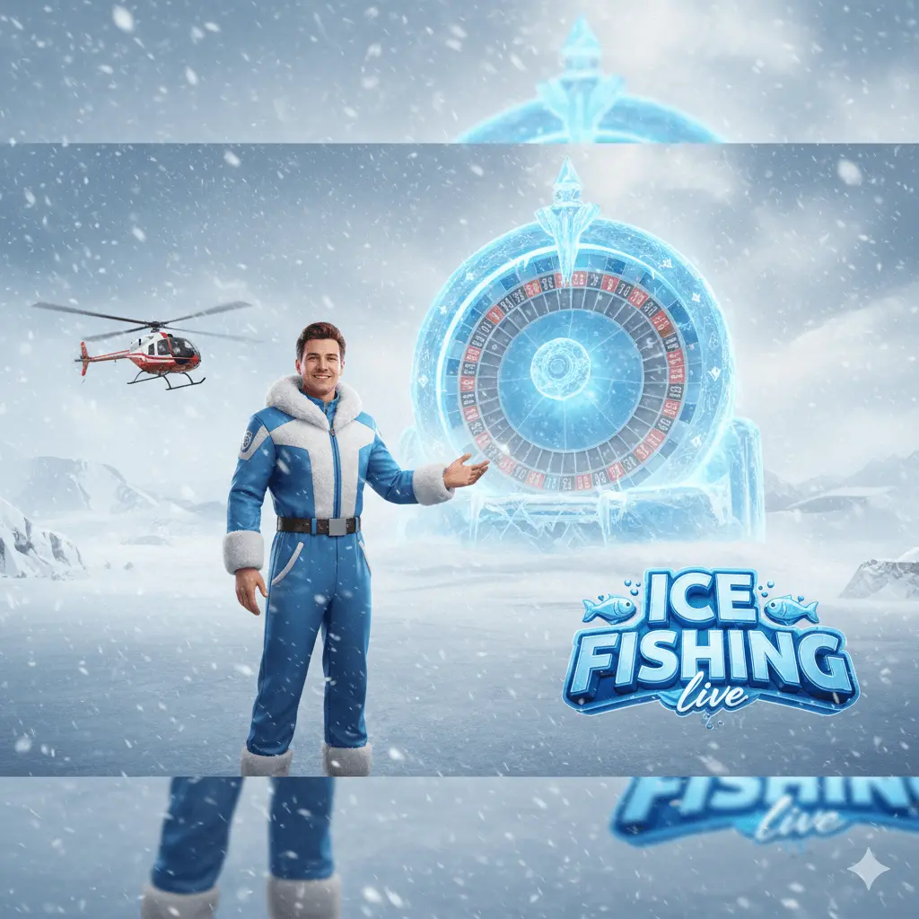Eisfischen auf einem zugefrorenen See